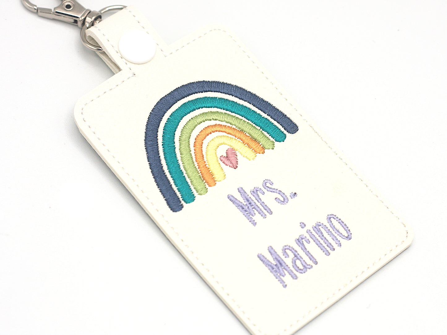 Personalized Multicolored Rainbow Vertical Badge ID Card Holder
