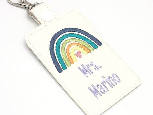 Personalized Multicolored Rainbow Vertical Badge ID Card Holder
