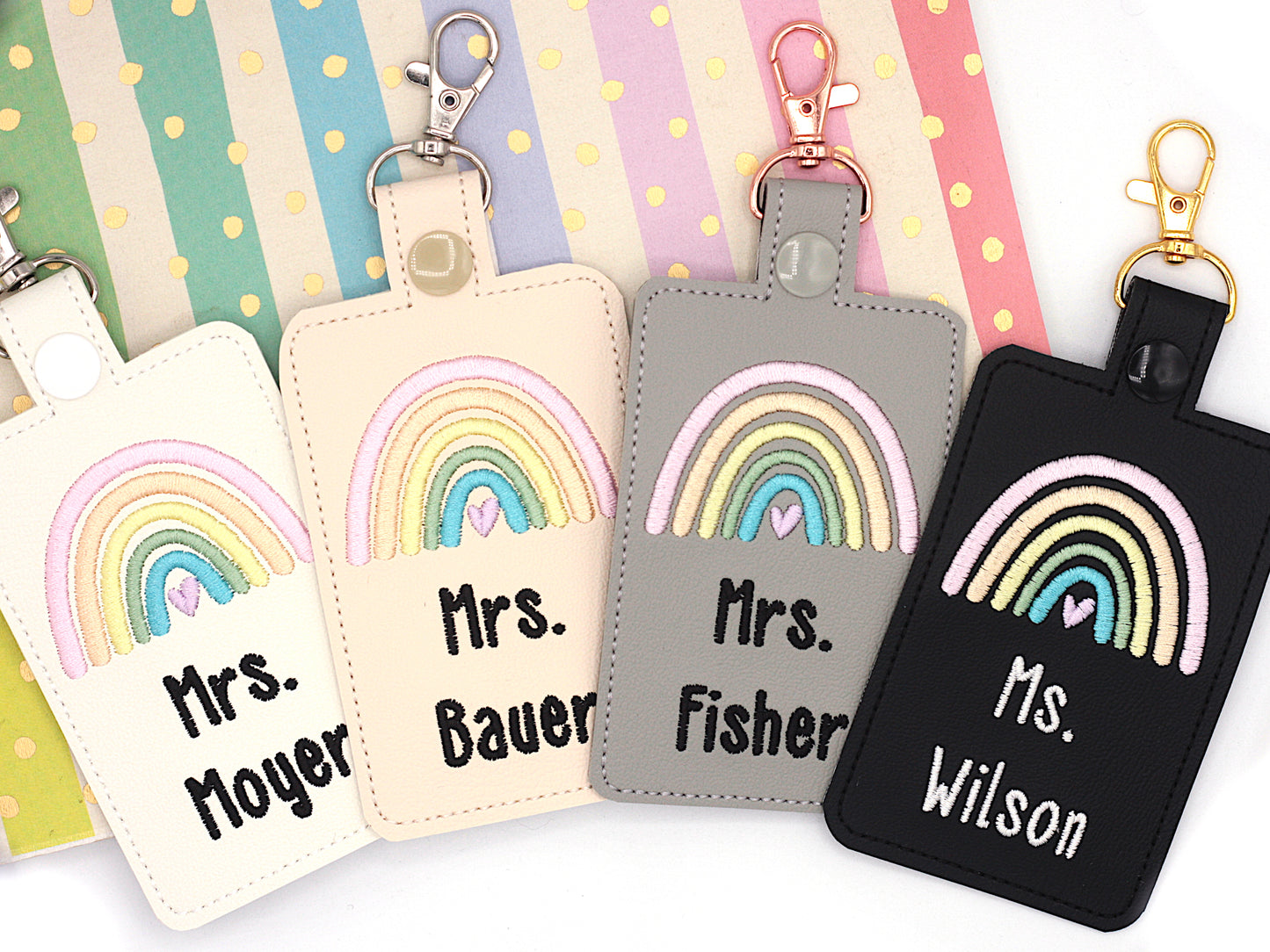 Personalized Pastel Rainbow ID Badge Holder