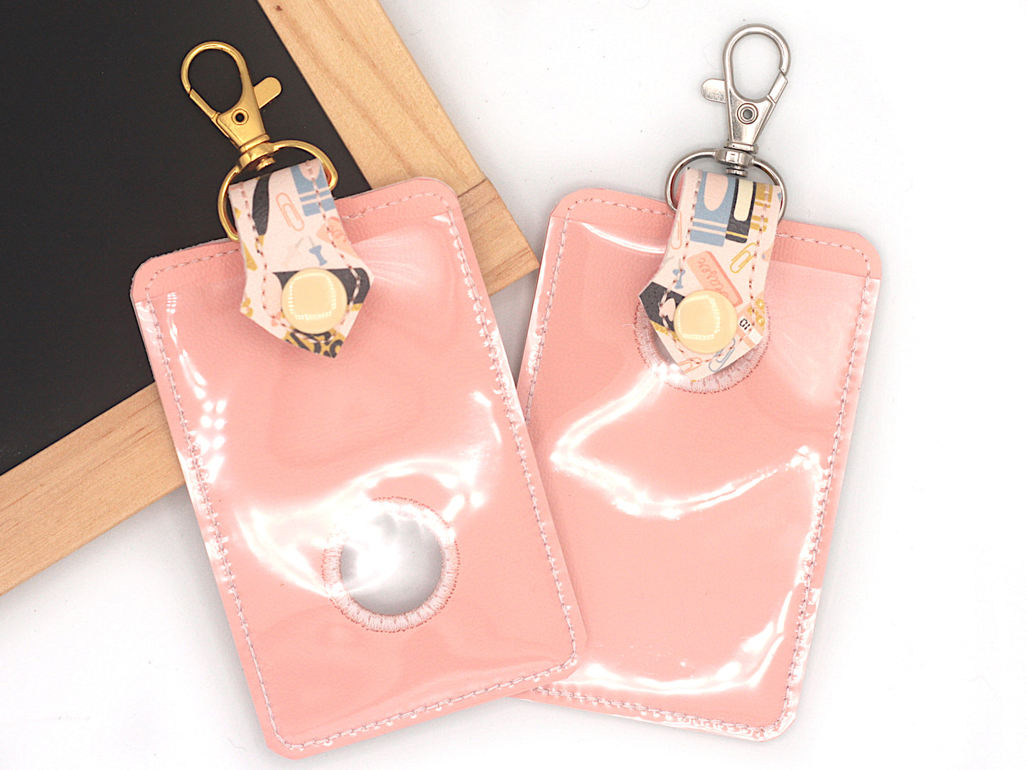 Peach School Supplies Alarm Badge ID Card Holder