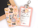 Peach School Supplies Alarm Badge ID Card Holder