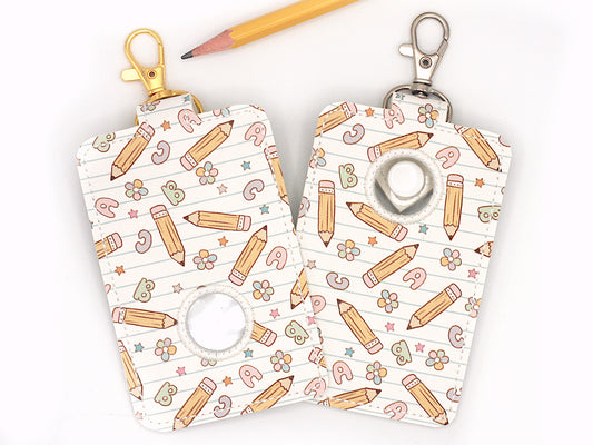 Pencils and Alphabet School Alarm Badge ID Card Holder