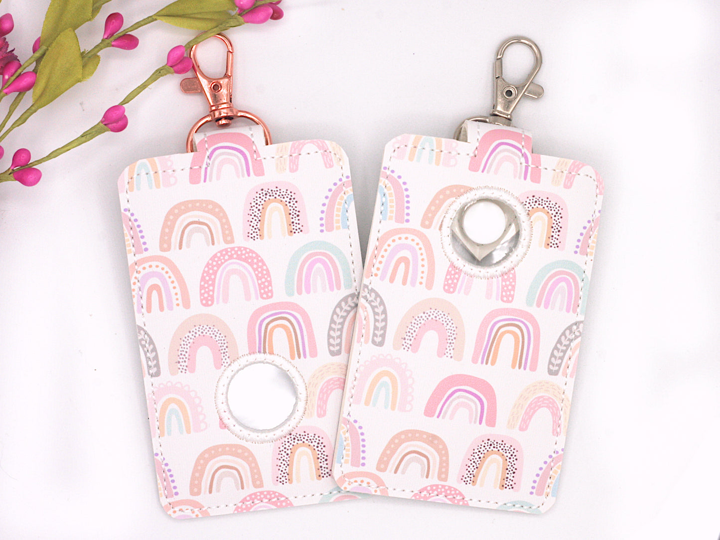 Pink Rainbow Alarm Badge ID Card Holder
