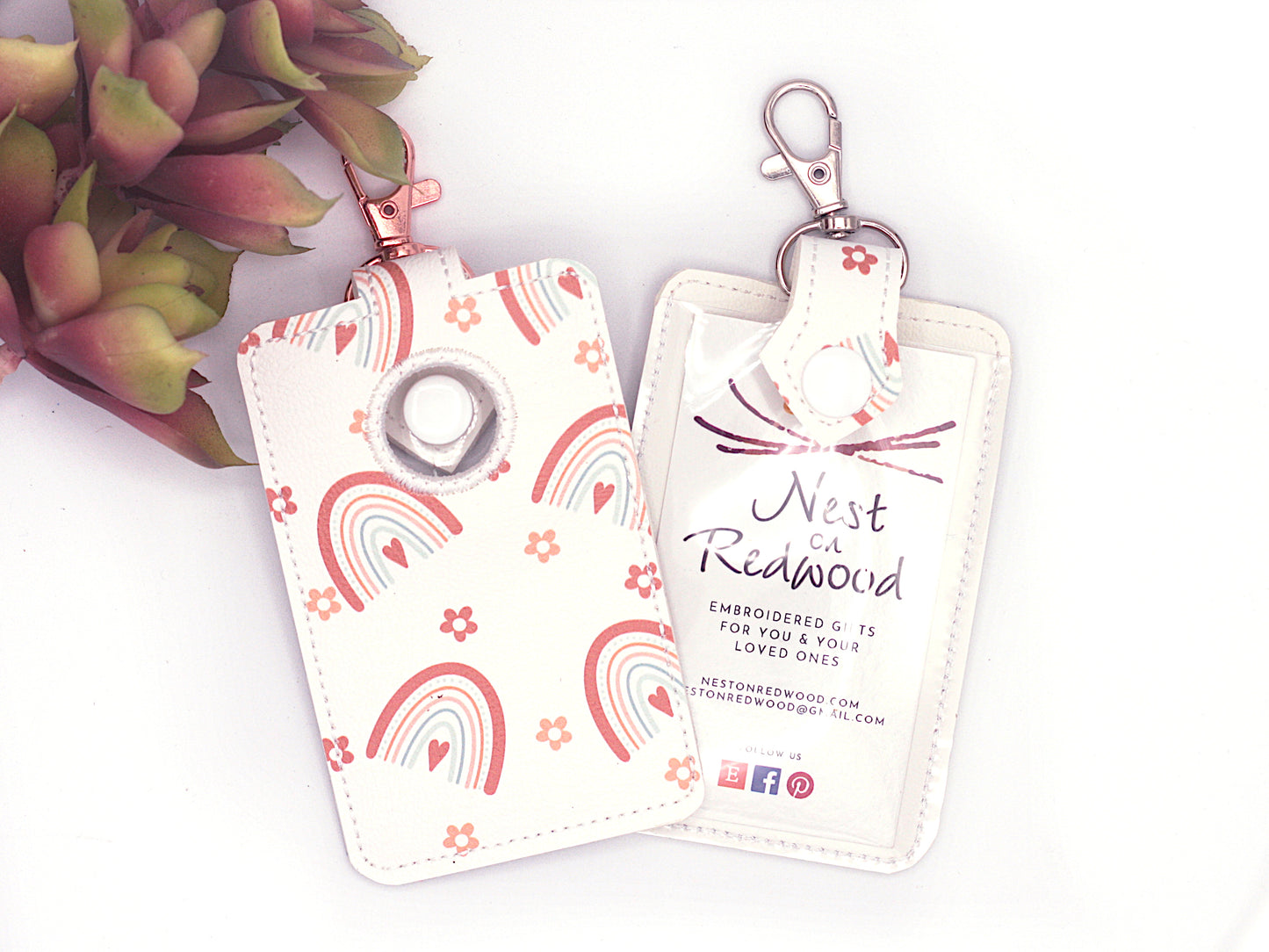 Pink & Blue Rainbow Alarm Badge ID Card Holder