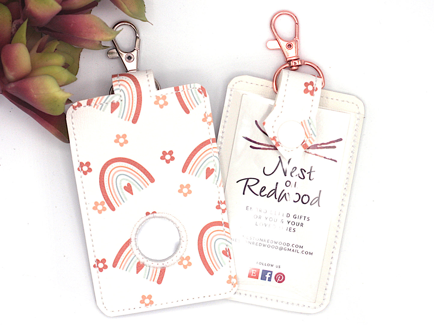 Pink & Blue Rainbow Alarm Badge ID Card Holder