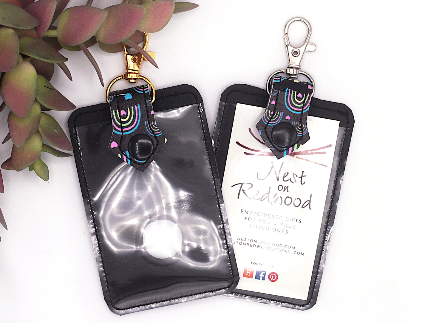 Neon Boho Rainbow Alarm Badge ID Card Holder