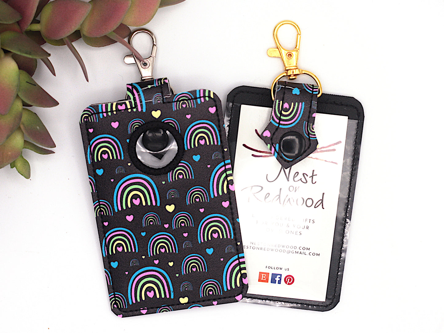 Neon Boho Rainbow Alarm Badge ID Card Holder