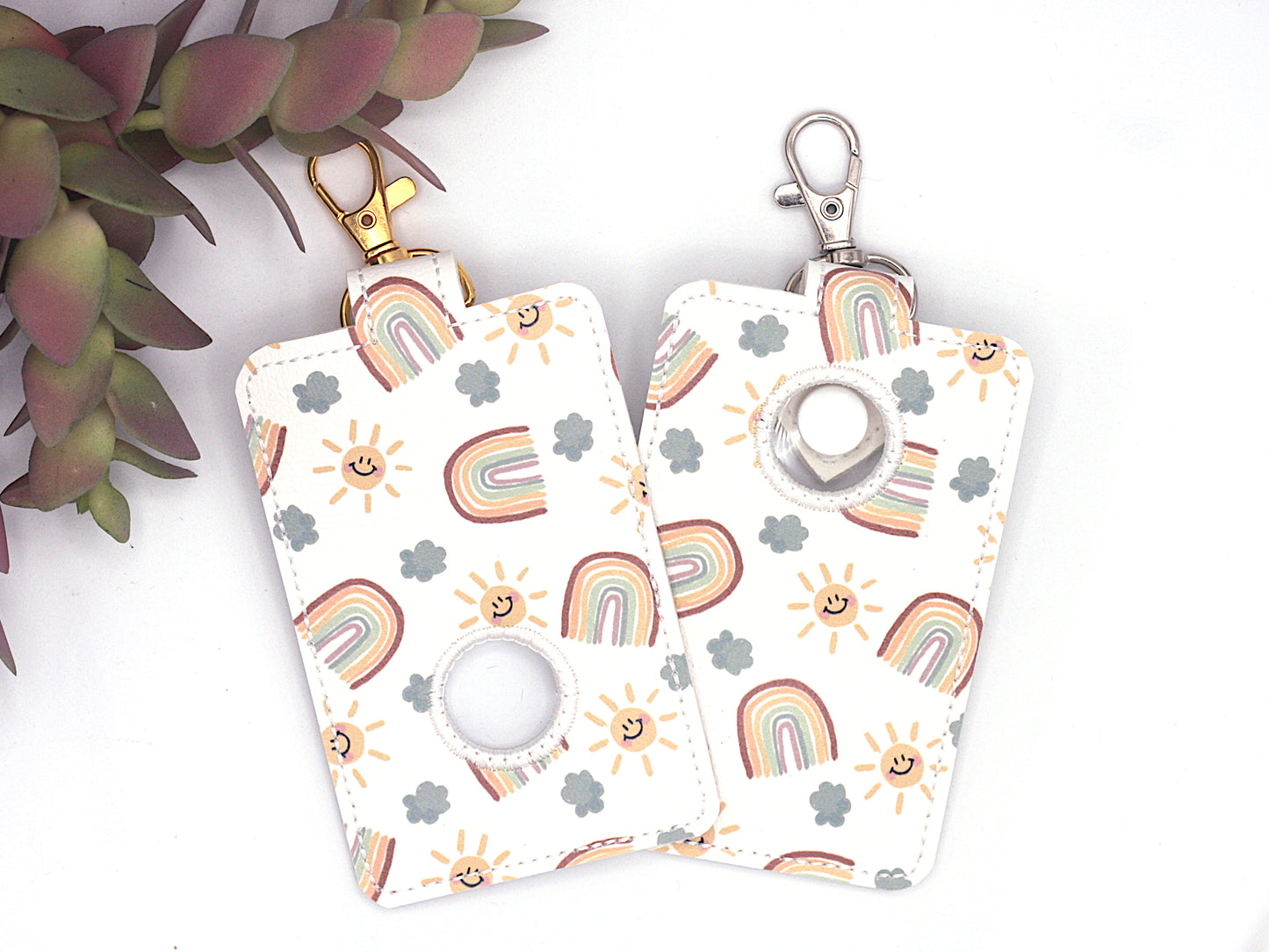 Rainbow with Clouds Alarm Badge ID Card Holder