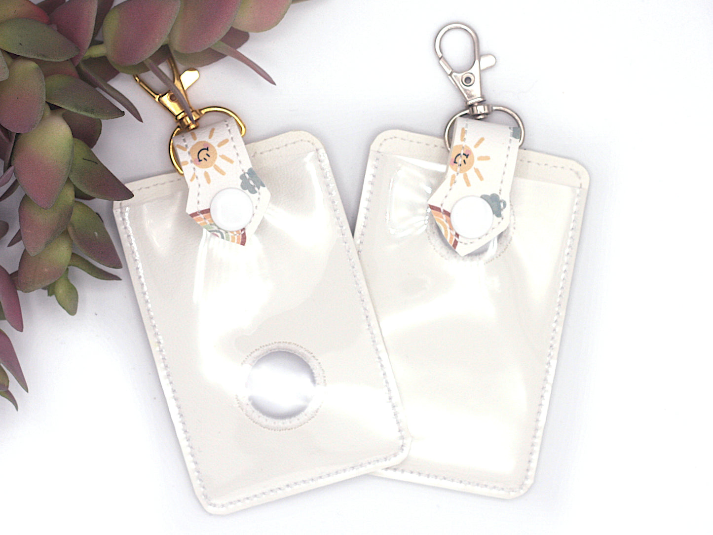 Rainbow with Clouds Alarm Badge ID Card Holder