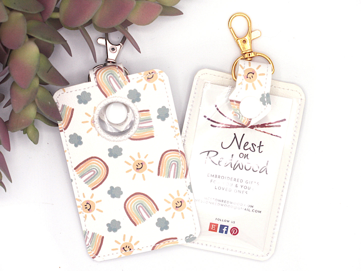 Rainbow with Clouds Alarm Badge ID Card Holder