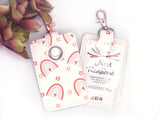 Pink & Blue Rainbow Alarm Badge ID Card Holder