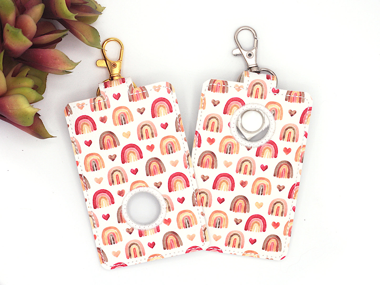 Red Boho Rainbow Alarm Badge ID Card Holder