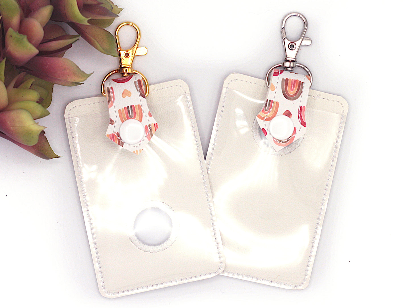 Red Boho Rainbow Alarm Badge ID Card Holder