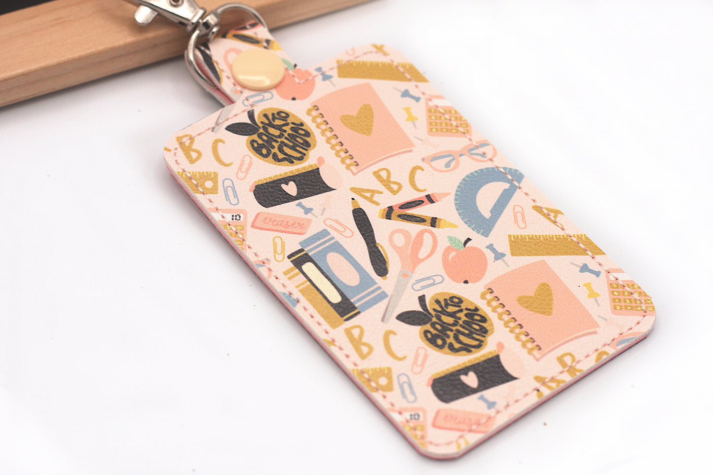 School Supplies Peach Vertical Badge ID Holder
