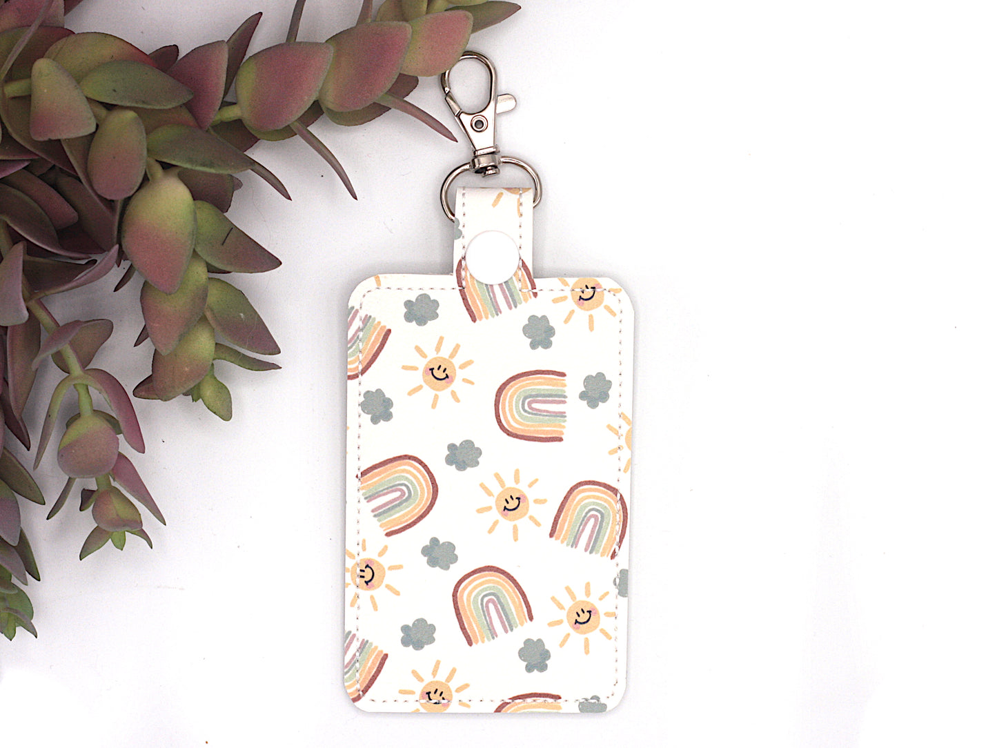 Rainbows & Clouds Vertical Badge ID Holder