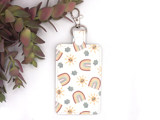 Rainbows & Clouds Vertical Badge ID Holder