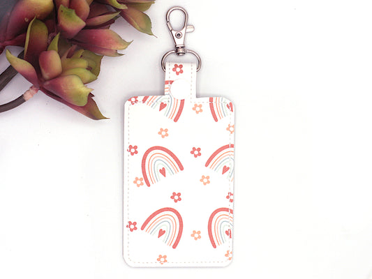 Pink Rainbows Vertical Badge ID Holder