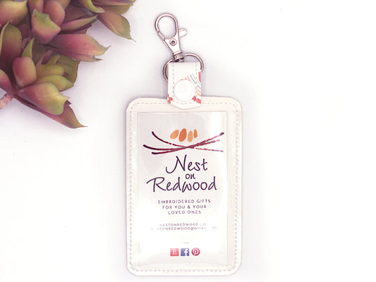 Pink Rainbows Vertical Badge ID Holder