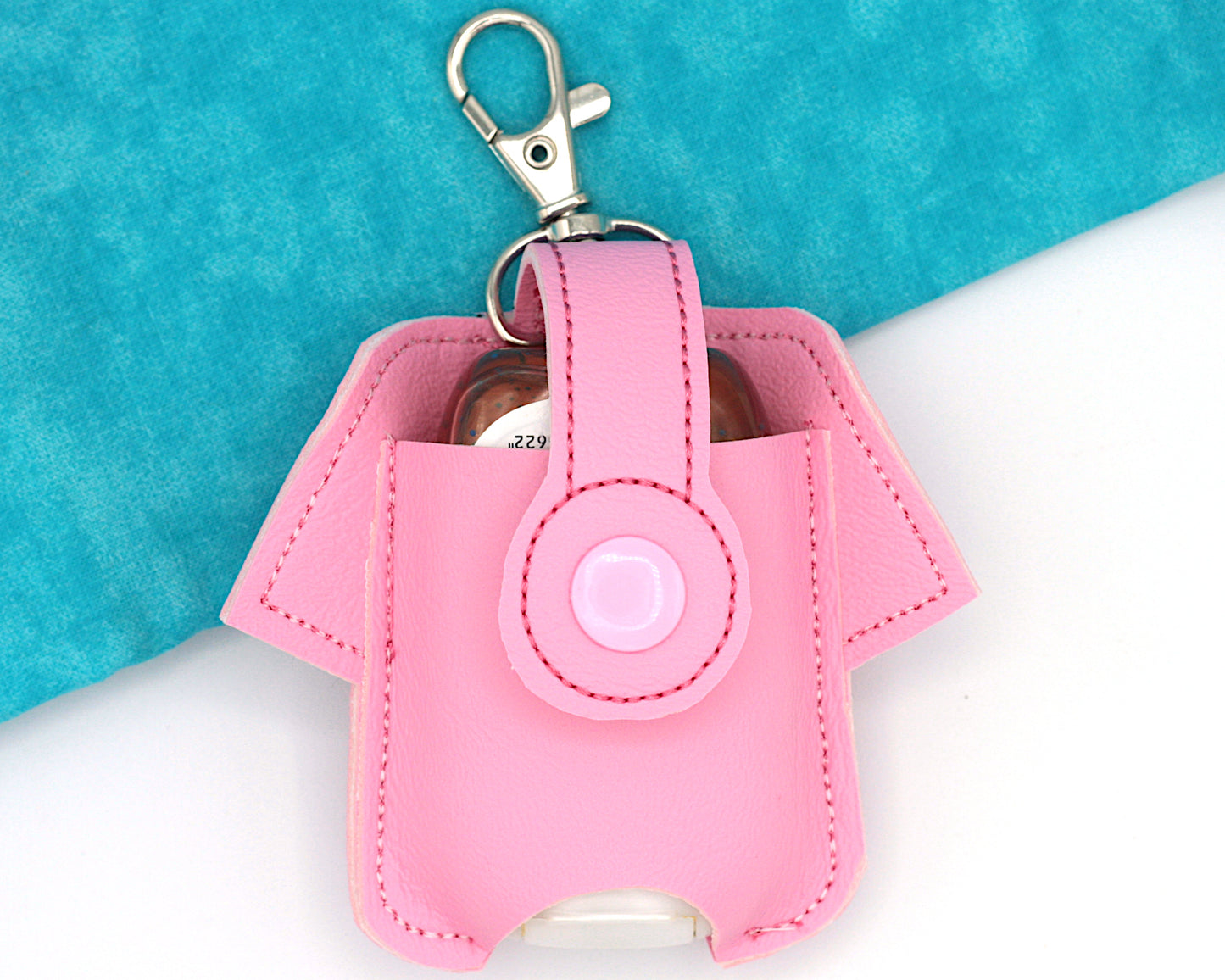 Personalized Scrub top with Hearts Hand Sanitizer Holder