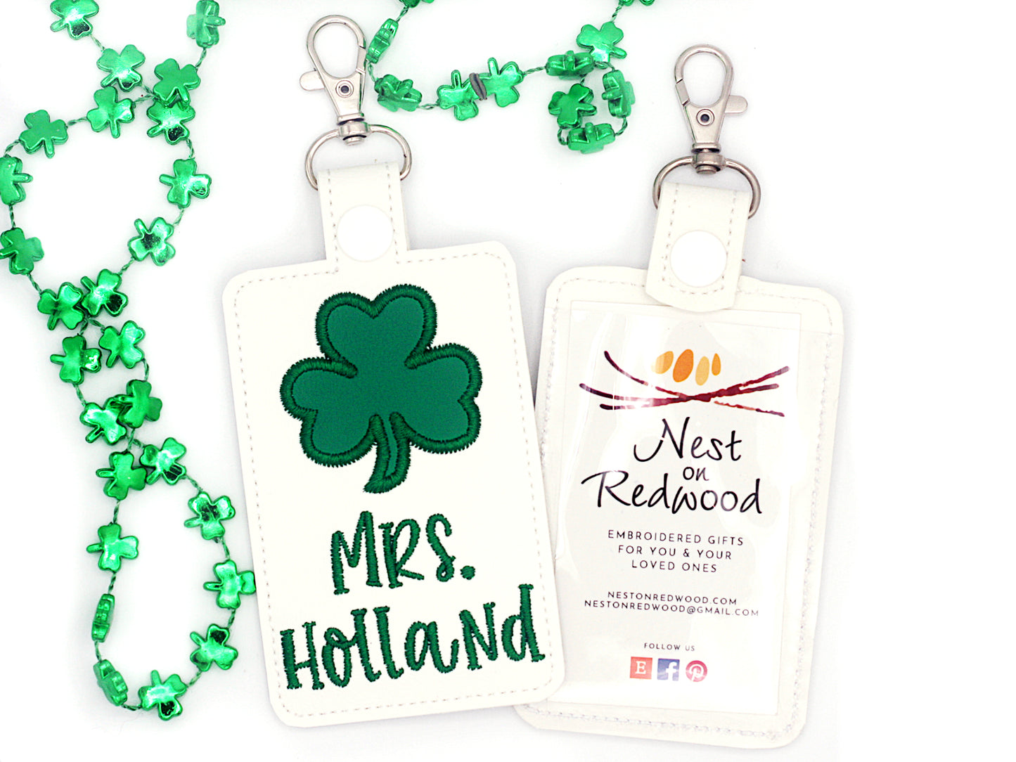 Personalized Shamrock Badge ID Card Holder