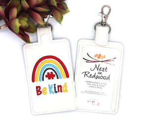 Boho Rainbow Puzzle Be Kind Badge ID Card Holder