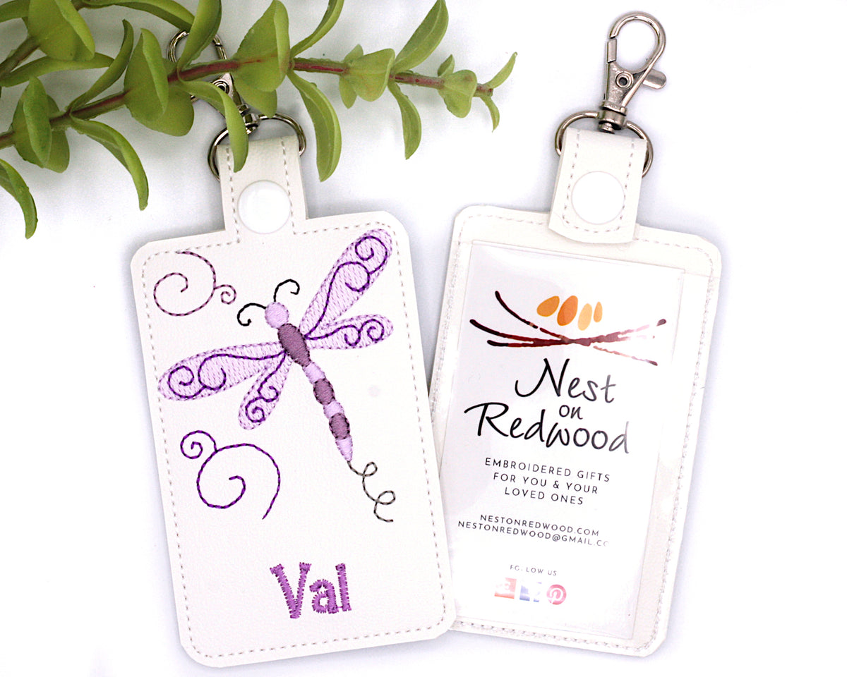 Personalized Dragonfly Vertical Badge ID Card Holder