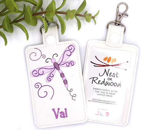 Personalized Dragonfly Vertical Badge ID Card Holder