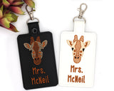 Personalized Giraffe Vertical Badge ID Card Holder