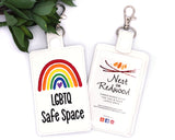 LGBTQ Safe Space Boho Rainbow Vertical Badge ID Card Holder