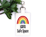 LGBTQ Safe Space Boho Rainbow Vertical Badge ID Card Holder