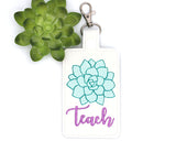 Succulent Teach Badge ID Card Holder
