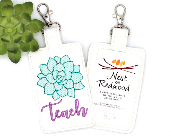 Succulent Teach Badge ID Card Holder