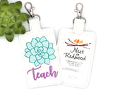 Succulent Teach Badge ID Card Holder