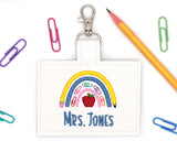 Personalized Teacher Supplies Boho Rainbow Horizontal Badge ID Card Holder