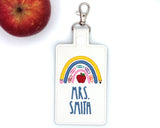 Personalized Teacher Supplies Boho Rainbow Vertical Badge ID Card Holder