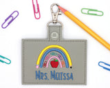 Personalized Teacher Supplies Boho Rainbow Horizontal Badge ID Card Holder