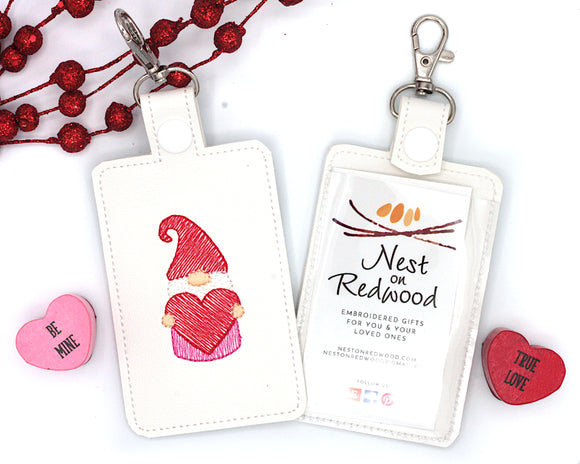 Valentine Gnome Badge ID Card Holder