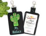 Personalized Cactus Vertical Badge ID Card Holder