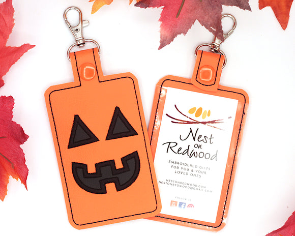 Jack-O-Lantern Halloween Badge ID Card Holder