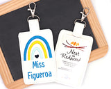 Personalized Boho Rainbow Custom Colors Vertical Badge ID Card Holder