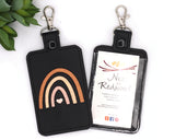 Neutral Brown Boho Rainbow Vertical Badge ID Card Holder