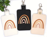 Neutral Brown Boho Rainbow Vertical Badge ID Card Holder