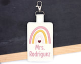 Personalized Boho Rainbow Mauve Vertical Badge ID Card Holder