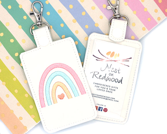 Boho Rainbow Vertical Badge ID Card Holder
