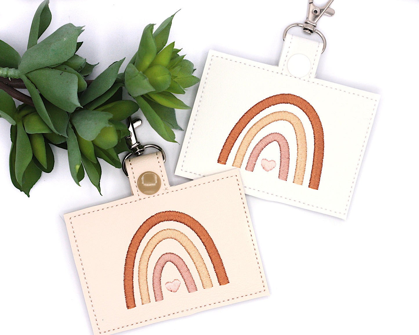Neutral Boho Rainbow Horizontal Badge ID Card Holder