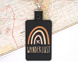 Wanderlust Airplane Boho Rainbow Vertical Badge ID Card Holder or Luggage Tag