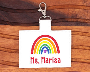 Personalized Bright Boho Rainbow Horizontal Badge ID Card Holder