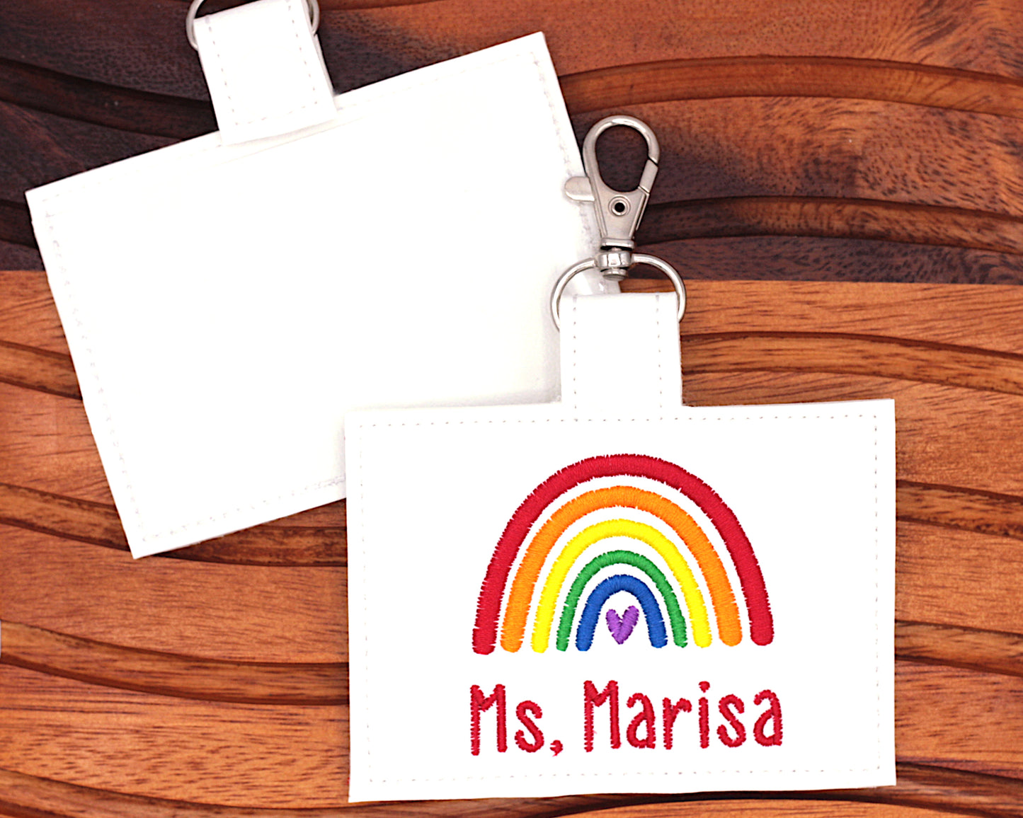 Personalized Bright Boho Rainbow Horizontal Badge ID Card Holder