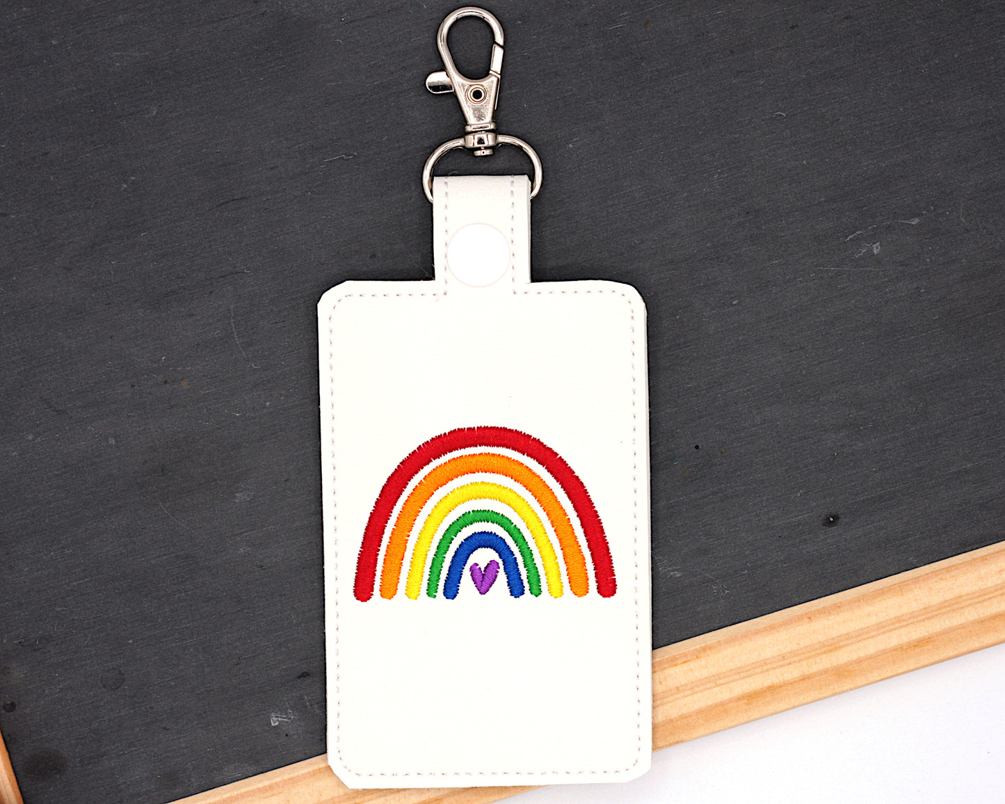 Bright Boho Rainbow Vertical Badge ID Card Holder