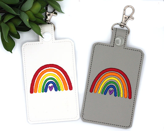 Bright Boho Rainbow Vertical Badge ID Card Holder